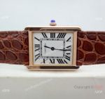 Replica Cartier Tank Solo Rose Gold Brown Leather Strap Watch 34mm